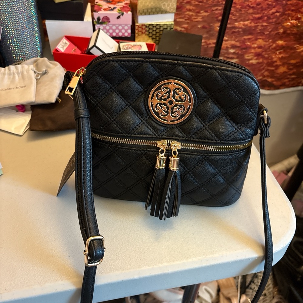 Black Quilted Crossbody Bag